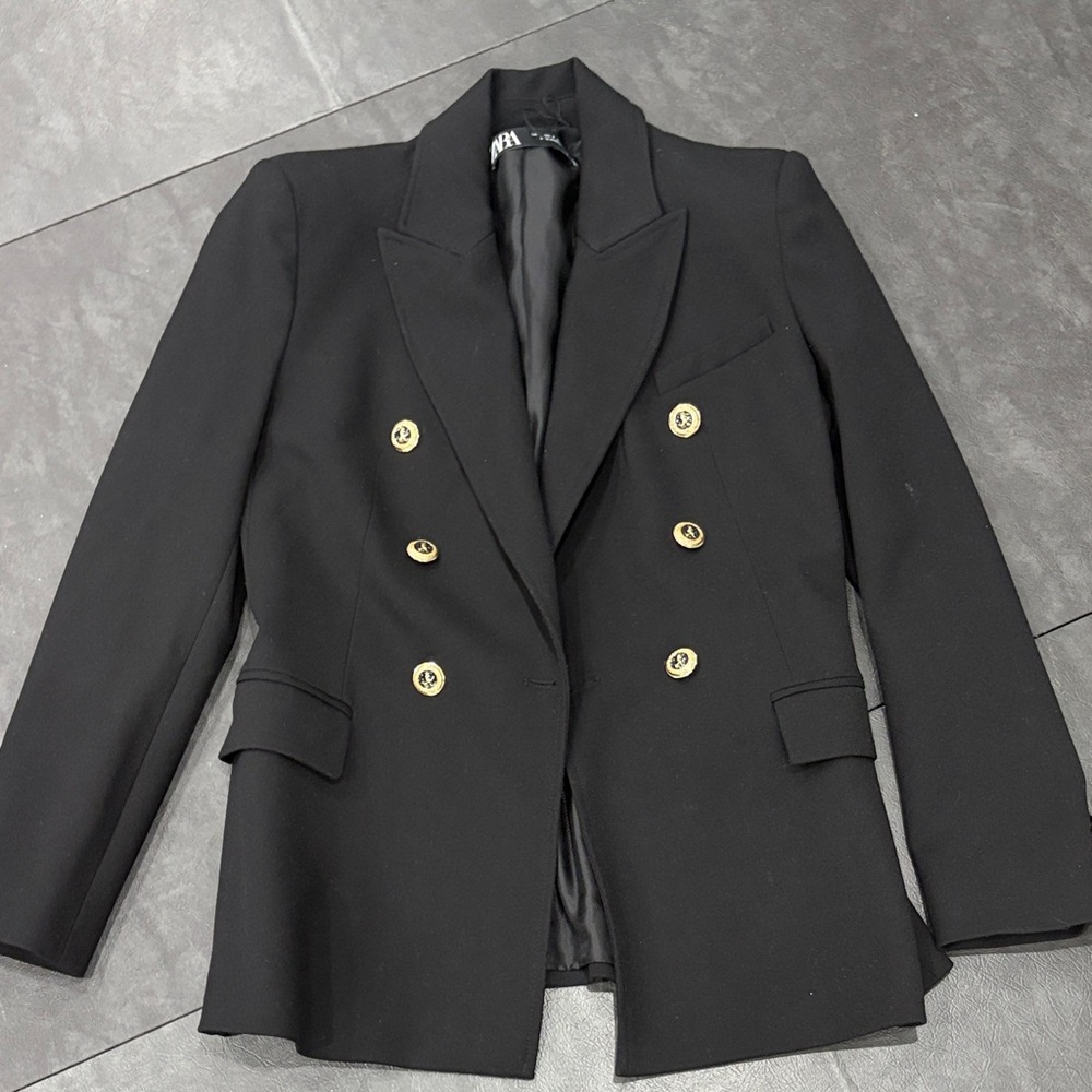 Zara Black Blazer with Gold Buttons